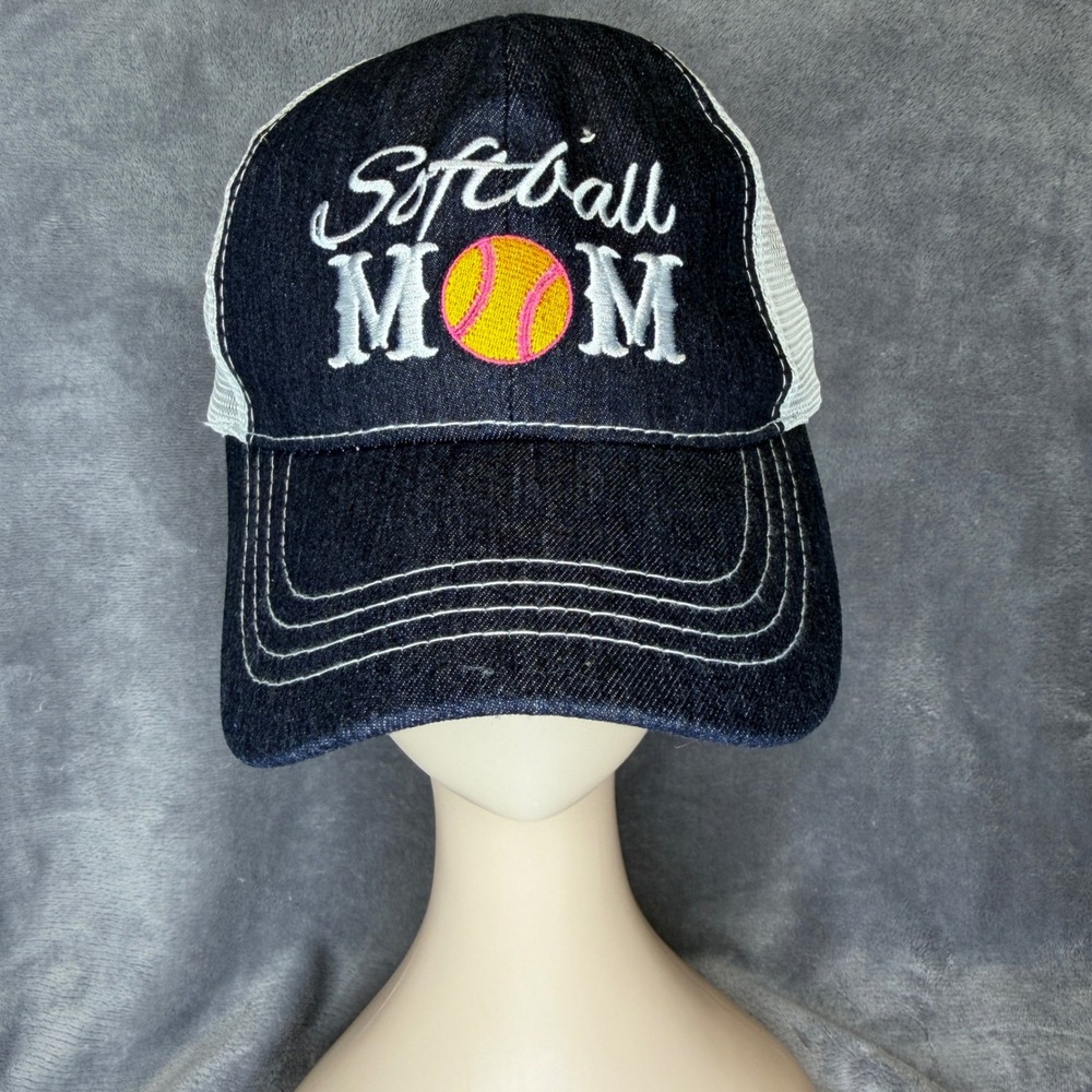 Girlie Girl Originals Softball Mom Hat Womens OSFM‎ Denim White